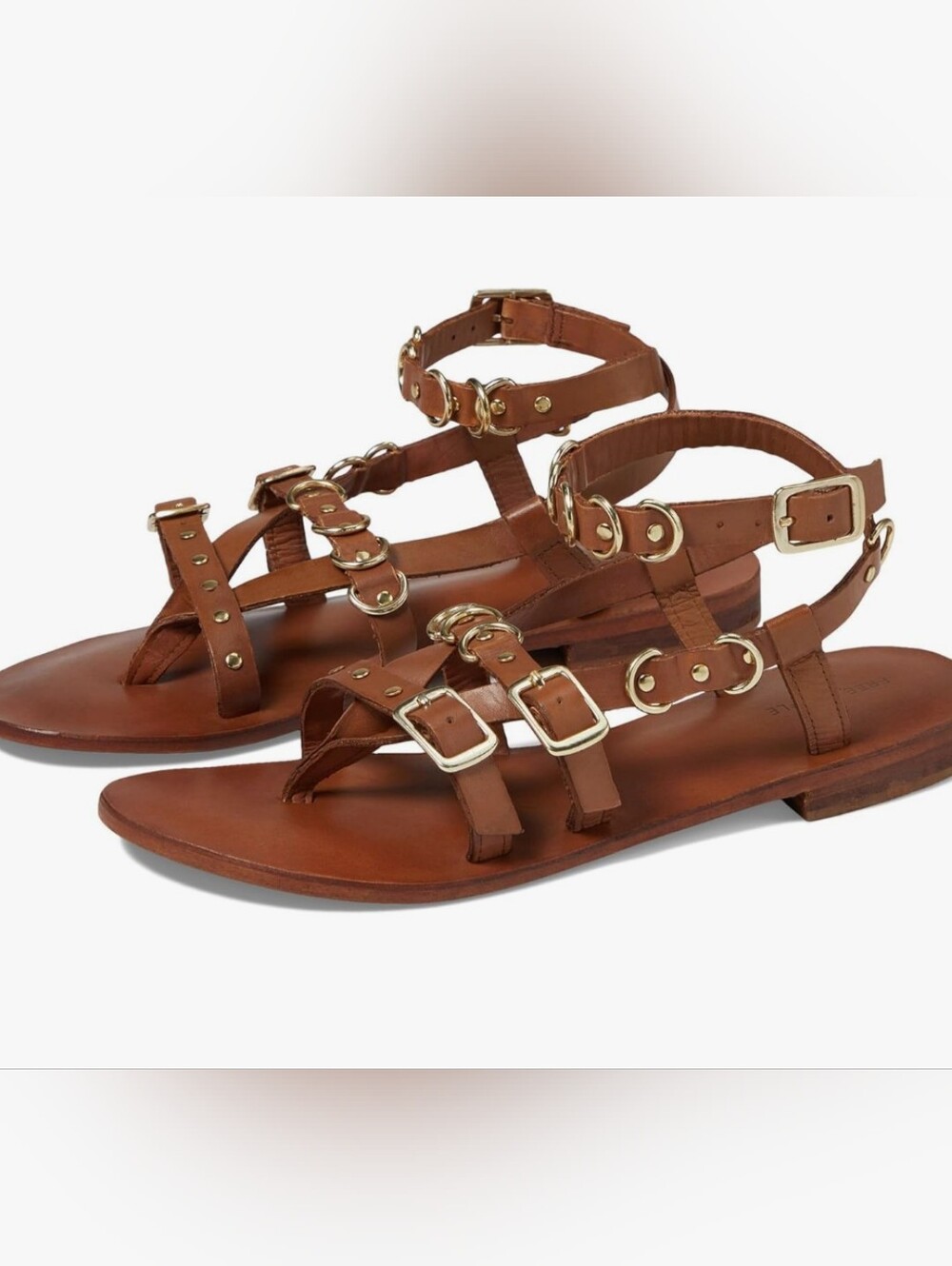 Free People Brown Studded Leather Strappy Sandals 8